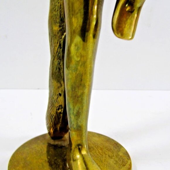 Vintage Brass Art Deco Long Haired Nude Woman Sculpture attributed Klara Sever - Picture 12 of 14